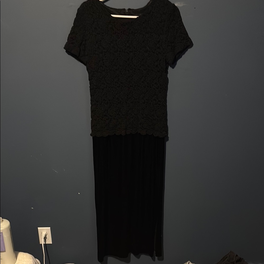 Elegant Black Lace Top and Skirt Set